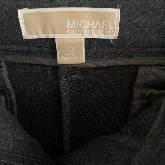 Michael Kors Knit Skinny Pants Leggings Charcoal Grey Front Zipper Pockets Sz10 - Picture 3 of 8